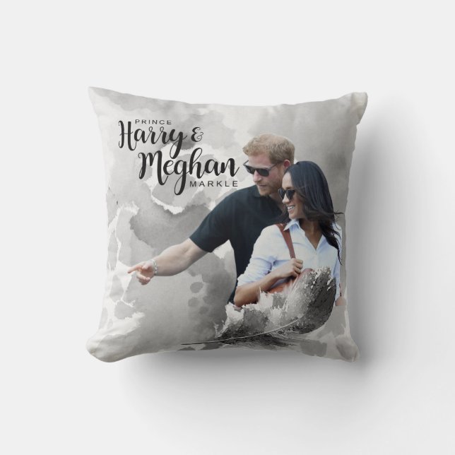 Prince Harry & Meghan Markle Throw Pillow (Front)