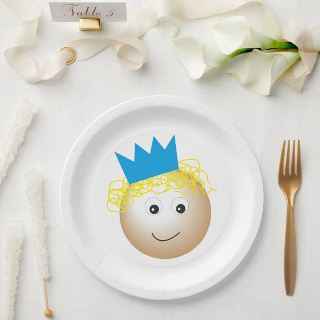 prince in fairytale, happy birthday paper plates (Wedding)