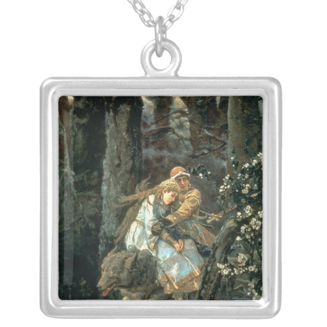 Prince Ivan on the Grey Wolf, 1889 Silver Plated Necklace (Front)