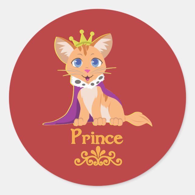 Prince Kitten Classic Round Sticker (Front)