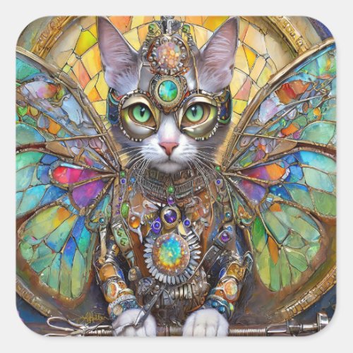 Prince Kitty Cat of the Butterfly Wing Brigade Square Sticker