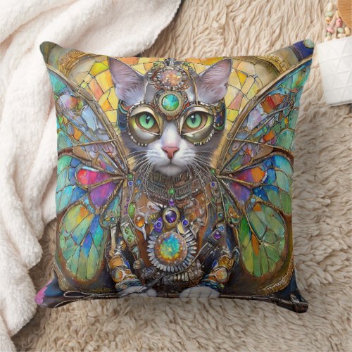 Prince Kitty Cat of the Butterfly Wing Brigade Throw Pillow