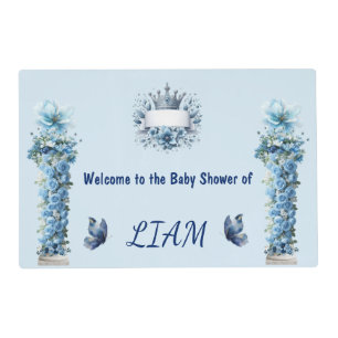 Prince Liam Blue Floral Baby Shower Placemat