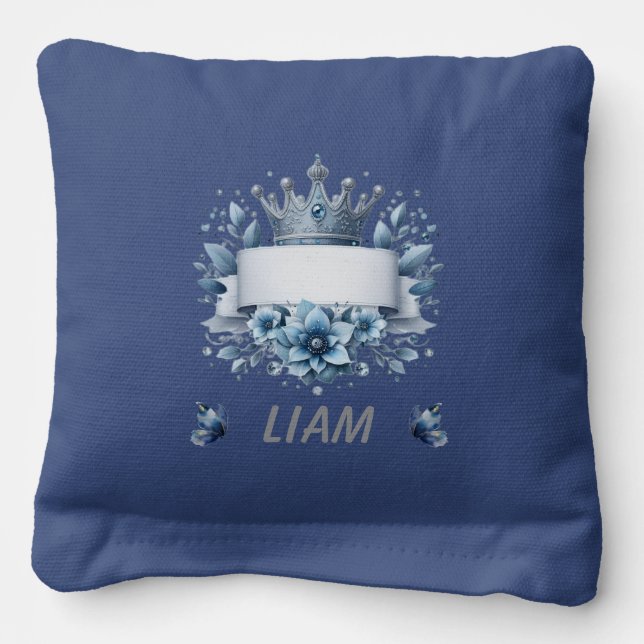 Prince Liam Royal Blue Cornhole Bean Bags (Front)