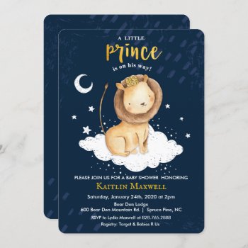 Prince Lion Baby Shower Invitation by PaperandPomp at Zazzle