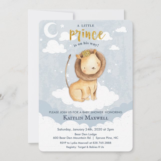 Prince Lion Baby Shower Invitation (Front)