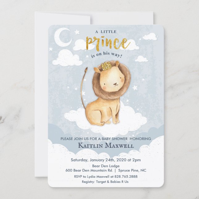 Prince Lion Baby Shower Invitation (Front)