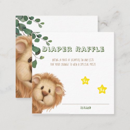 Prince Lion Golden Crown Diaper Raffle Baby Shower Square Business Card