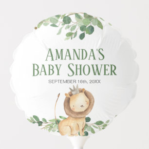 Prince Lion Greenery Floral Baby Shower Balloon