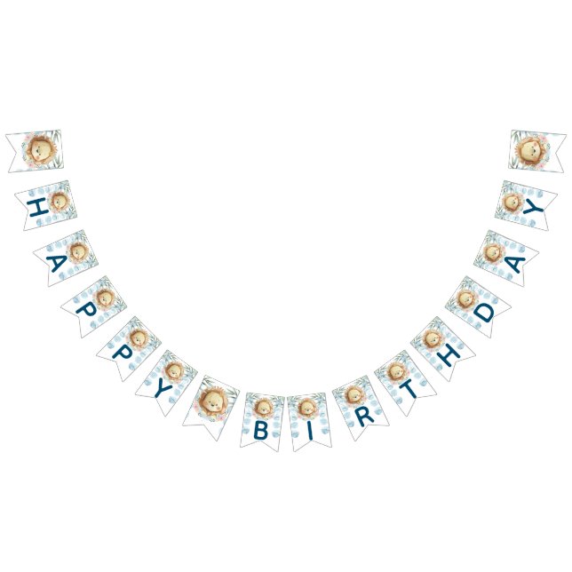 Prince Lion Jungle Happy Birthday Bunting Flags (All)
