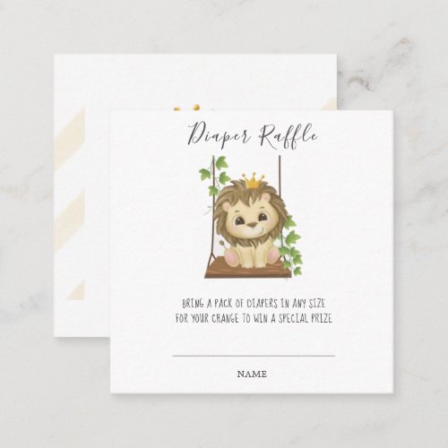 Prince Lion Swing Diaper Raffle Baby Shower Square Business Card