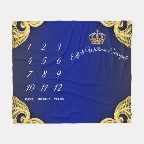 Prince Milestone Baby Boy Blanket