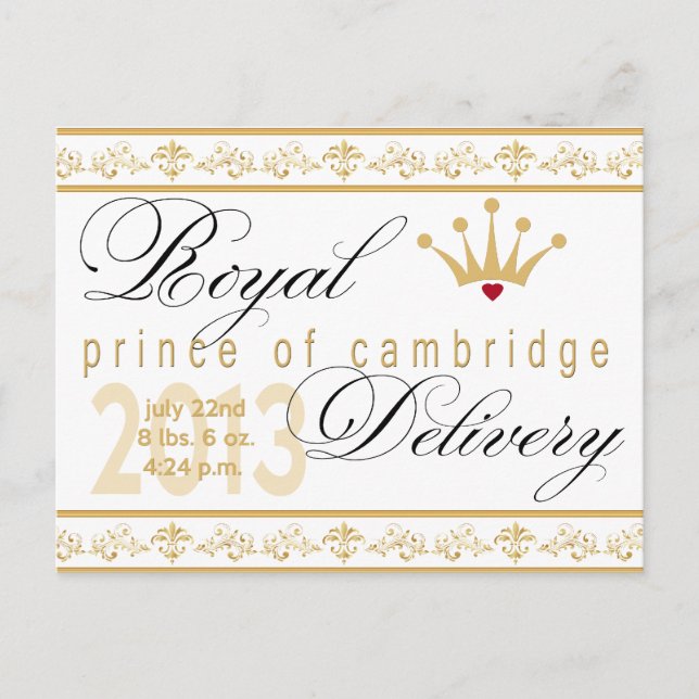 Prince of Cambridge Souvenir Post Card (Front)