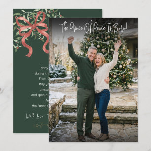 Prince Of Peace Bow Hand Script Photo Christmas Holiday Card