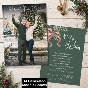 Prince Of Peace Bow Hand Script Photo Christmas Holiday Card