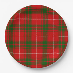 Prince of Rothesay tartan red green plaid Paper Plates