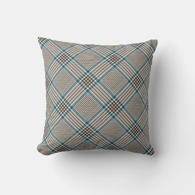 Prince of Wales Check Plaid Pattern Throw Pillow (Front)