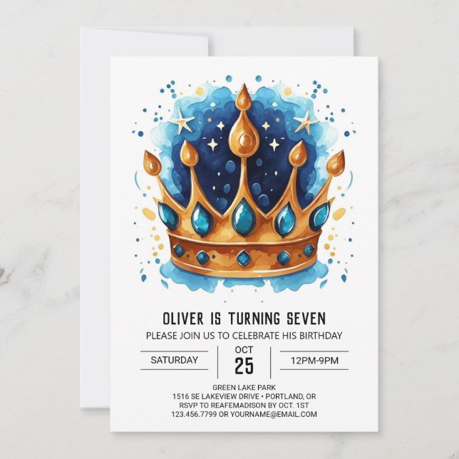 Prince Online Birthday Crown Invitation (Front)