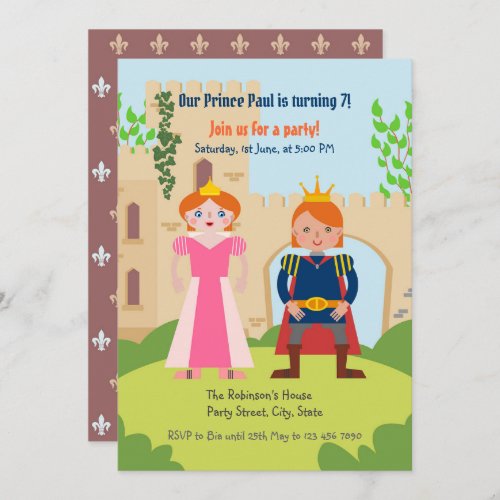 Prince  or Princess Birthday Party   Invitation