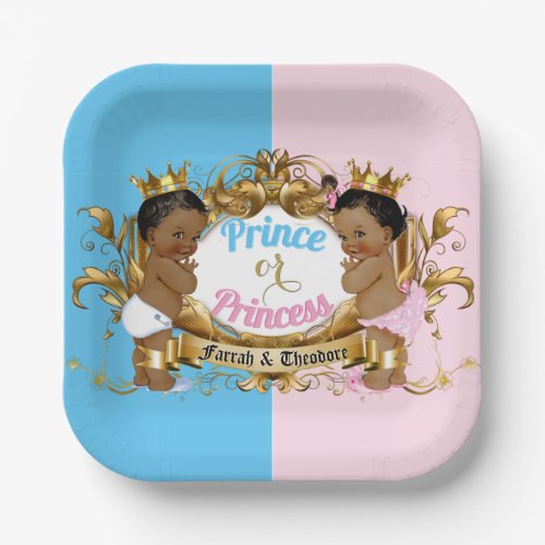 Prince Or Princess Blue  Pink Royal Gender Reveal Paper Plates