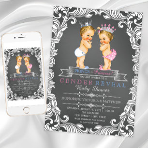 Prince or Princess Chalk Gender Reveal Invitation