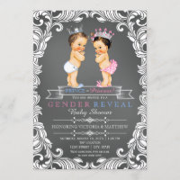 Prince or Princess Chalkboard Gender Reveal Invitation