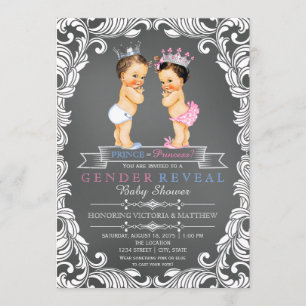 Prince or Princess Chalkboard Gender Reveal Invitation
