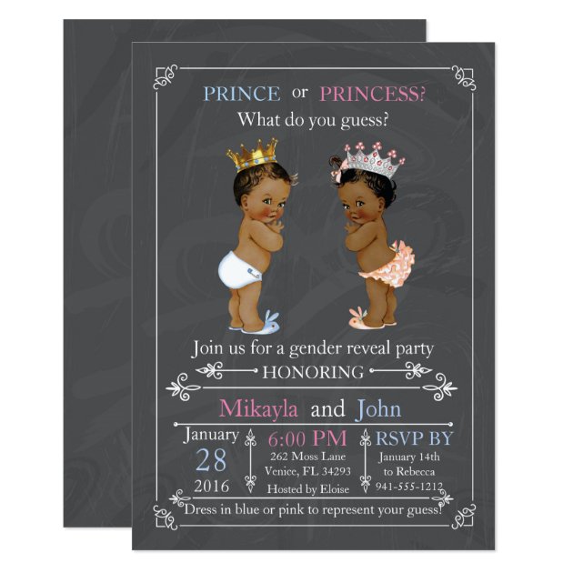 Prince Or Princess Gender Reveal African American Invitation