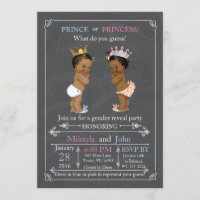 Prince or Princess Gender Reveal African American Invitation