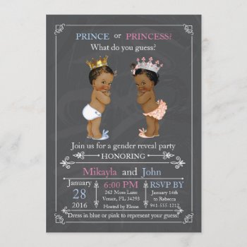 Prince Or Princess Gender Reveal African American Invitation by AnnounceIt at Zazzle