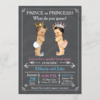 Prince or Princess Gender Reveal - Caucasian Invitation