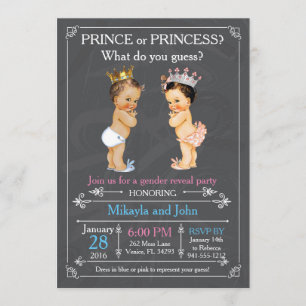 Prince or Princess Gender Reveal - Caucasian Invitation
