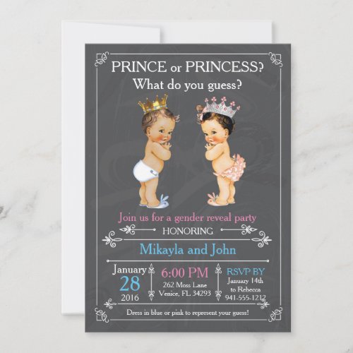 Prince or Princess Gender Reveal _ Caucasian Invitation