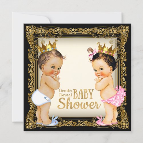 Prince or Princess Gender Reveal Fancy Baby Shower Invitation