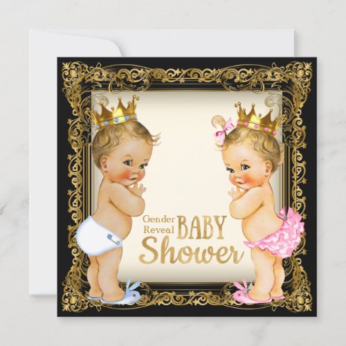 Prince or Princess Gender Reveal Fancy Baby Shower Invitation