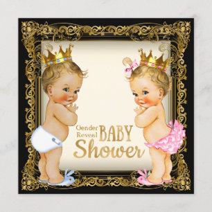 Prince or Princess Gender Reveal Fancy Baby Shower Invitation
