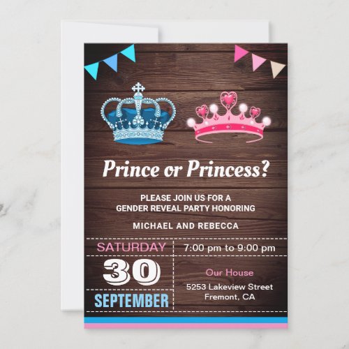 Prince or Princess Gender Reveal Party Invitation