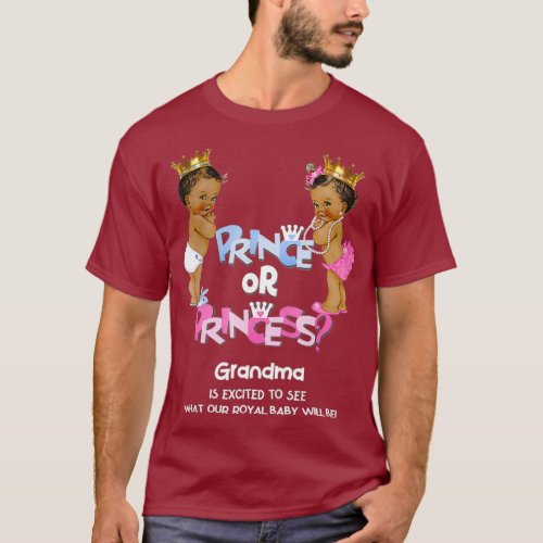 Prince or Princess Grandma Ethnic Gender Reveal T_Shirt