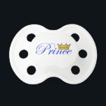 Prince Pacifier<br><div class="desc">Grab your Prince Pacifier to match the cute Prince bodysuit for a complete outfit. This is a fun and precious design that shows off your little prince.</div>