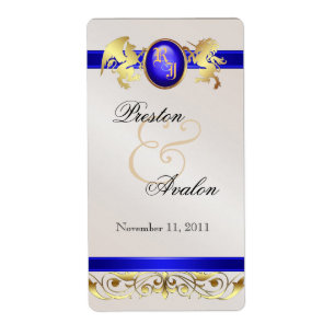 Prince & Princess Blue Jewel Wine Wedding Label