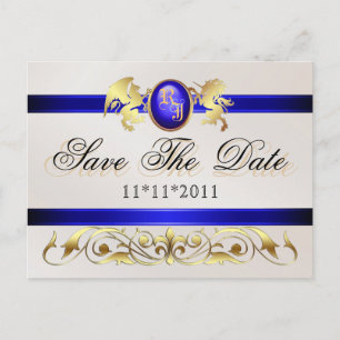 Prince & Princess Blue Save The Date Postcard