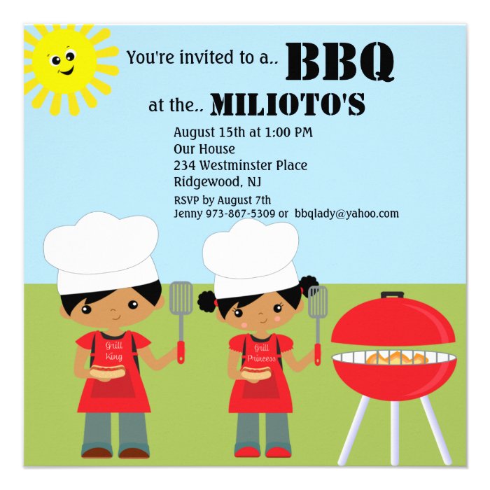 Prince & Princess Chefs Barbecue Invitation