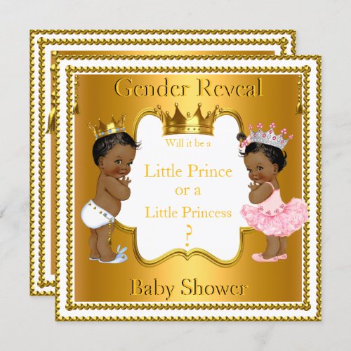 Prince Princess Gender Reveal Baby Shower Ethnic Invitation