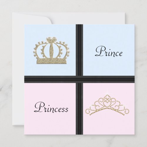 Prince Princess Gender Reveal Shower Invitations