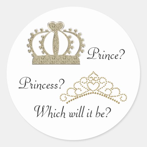 Prince Princess Gender Reveal Stickers