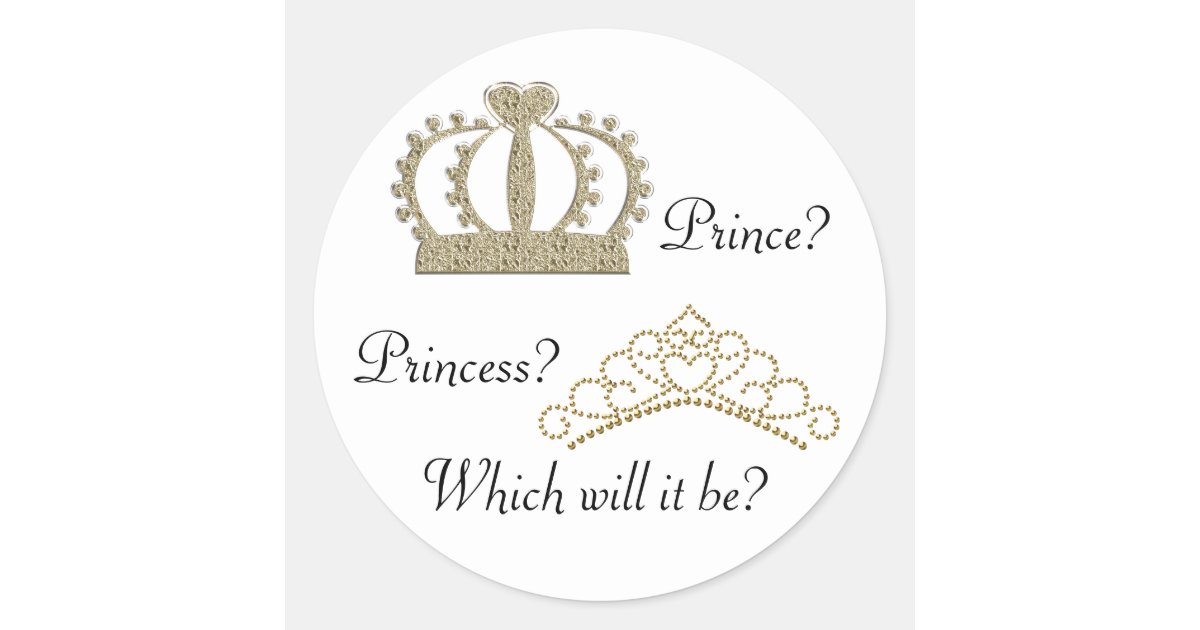 prince princess gender reveal stickers zazzlecom