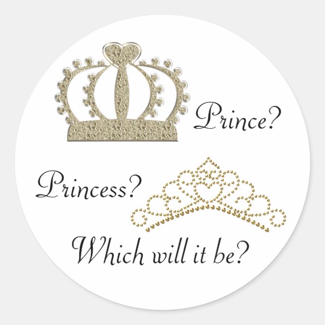 Prince Princess Gender Reveal Stickers (Front)