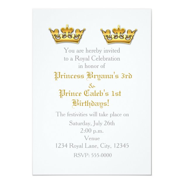 prince and princess party crowns