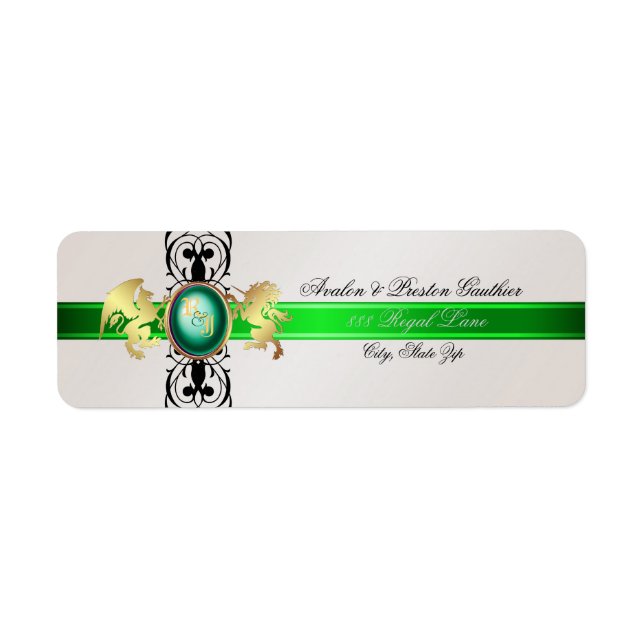 Prince & Princess Green Champange Address Labels (Front)