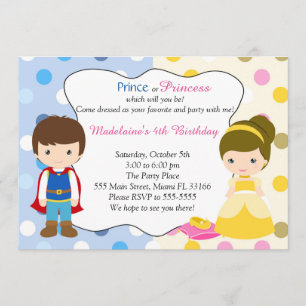 Prince Princess Invitation Kids Birhday Party